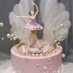 Ballet Girl Cake Topper Dancing Girl Figurine Ballerina Party Decors Princess Birthday Party Baby Shower Wedding Cake Decoration