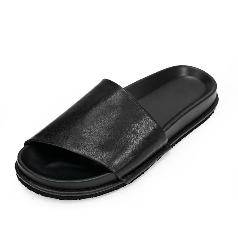 Designer Shoes Slip-On Sandals Cowhide Outside Casual Slippers High Quality Genuine Leather Shoes Men Summer Mens Flip Flops