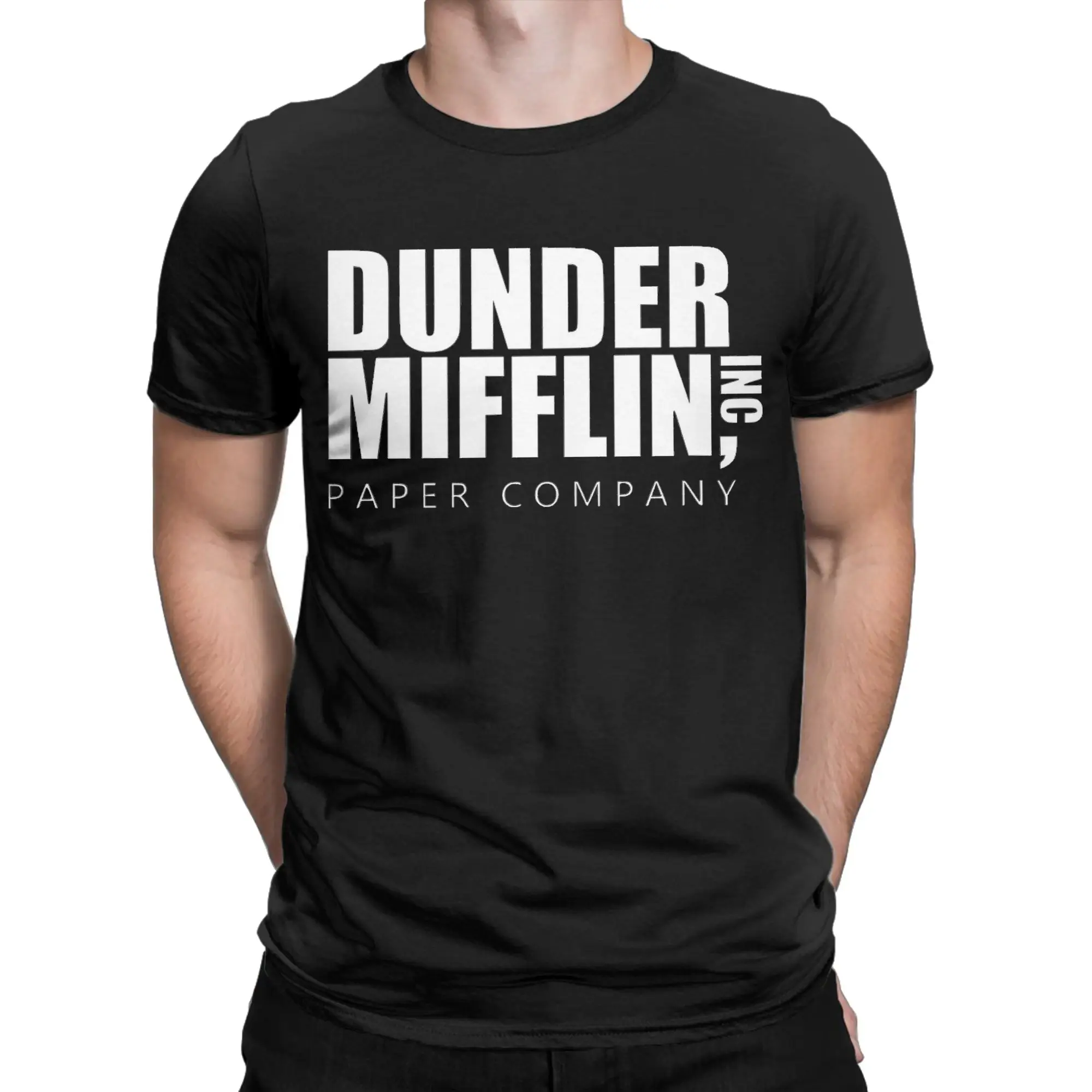 Dunder Mifflin Logo T-Shirts Men Women The Office TV Show Funny 100% Cotton Tee Shirt Short Sleeve T Shirts 4XL 5XL Clothing