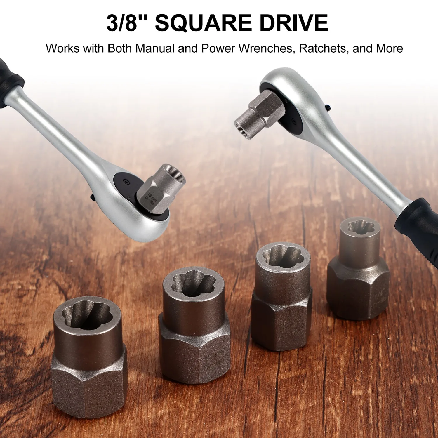 14pcs/box Bolt and Nut Extractor Kit with Hexagonal Adapter for Removing Damaged Rusted Bolts Nuts Remover Impact Socket Set