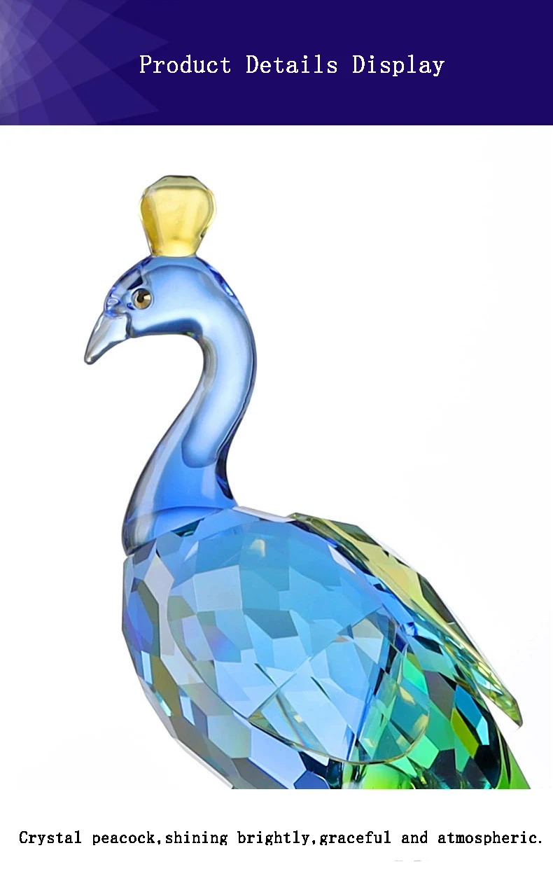 Pfauen-Skulptur-Ornament, Kristall-Bastelstatuen, luxuriöses Kunstwerk, Desktop-Dekoration für das Wohnzimmer, nordische Raumdekoration, kreative Geschenke – Detail 7
