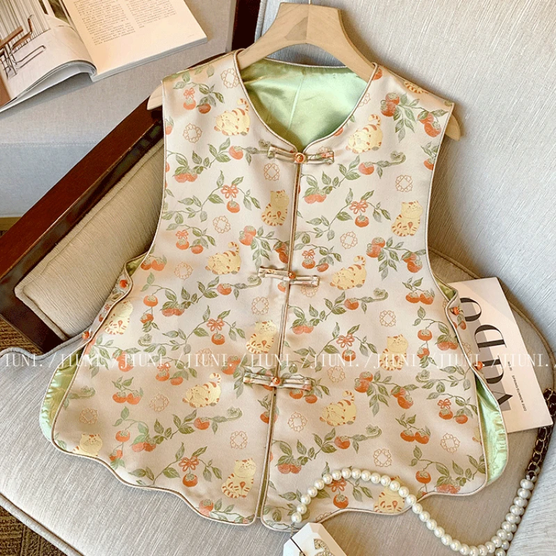 

Luxury Vest Spring/Summer New Women's Vest Jacquard Vests High-end Waistcoat O-neck Vintage Vest Single-breasted Top Jackets