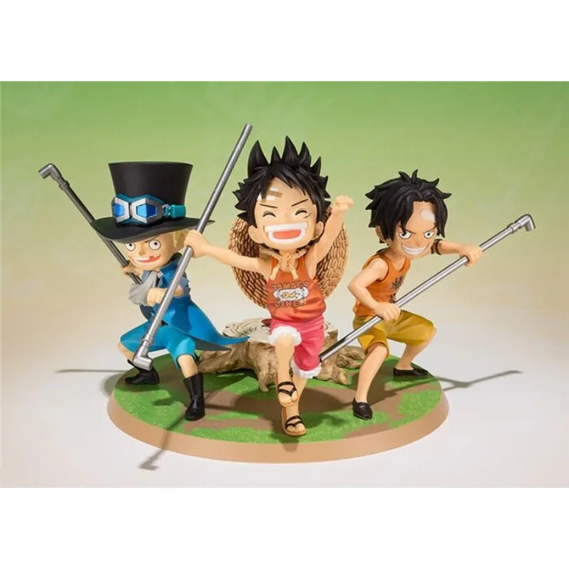 ONE PIECE Childhood Monkey D Luffy Portgas D Ace Sabo The Three Brothers' Meeting Scene PVC Action Figure Collectible Model Toy