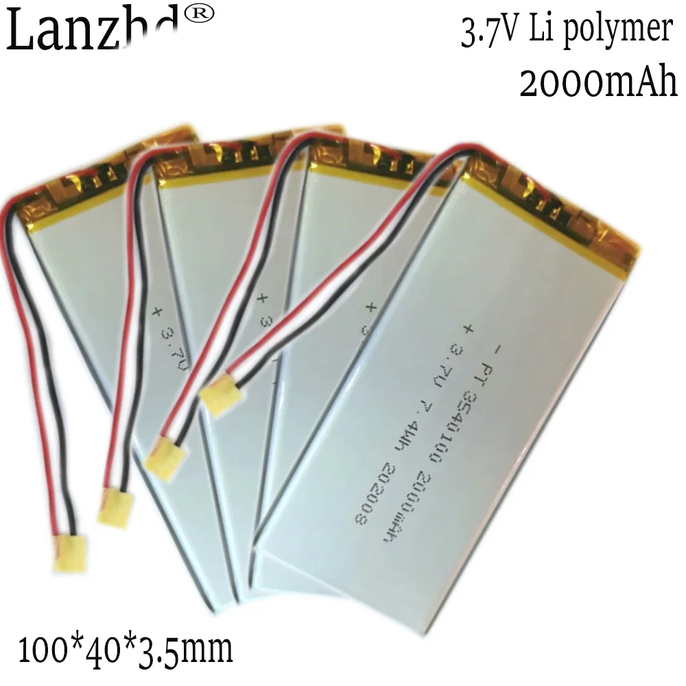 1-10pcs 3540100 3.7V 2000mAh Lipo Polymer Lithium Battery Cells For MP3 GPS Navigator DVD Camera Power Bank Tablet PC Laptop