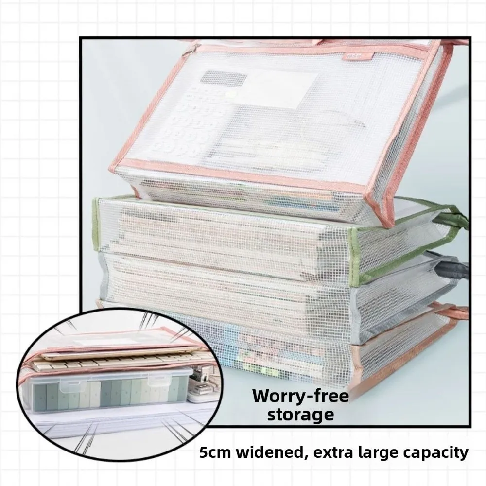 New EVA Paper File Bag Transparent Zipper Closure File Storage Bag Waterproof Large Capacity Student Tote Bag Student Use