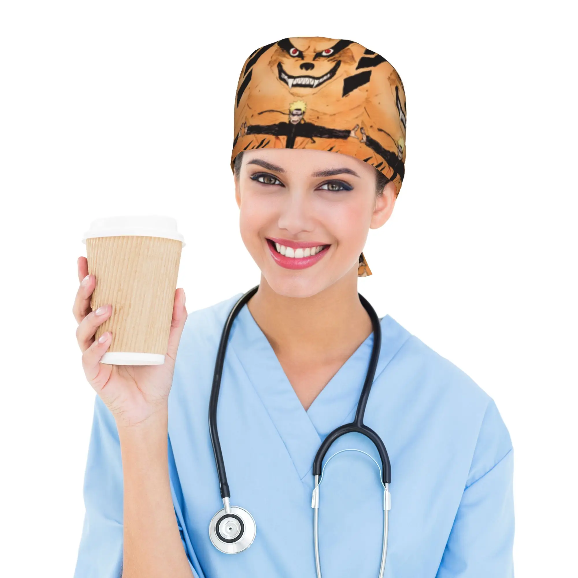 

Custom Adjustable N-Narutoes Uzumakies Anime Working Hat Women Men Surgical Hat Scrub Nursing Doctor Surgeon Cap for Nurse