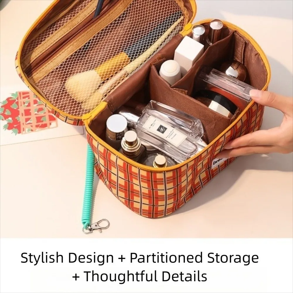 กระเป๋าใส่เครื่องสำอางแบบพกพา ดีไซน์น่ารัก ความจุเยอะ ผ้าฝ้าย กันน้ำ ใช้จัดเก็บของใช้ในห้องน้ำ