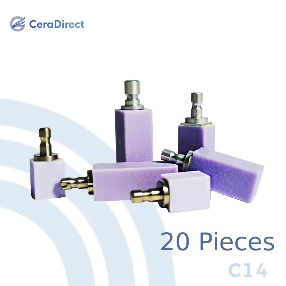 

20 Pieces Lithium Disilicate Blocks E-max CAD High Transparency Veneer Crown C14 HT/LT for CAD/CAM Dental Lab