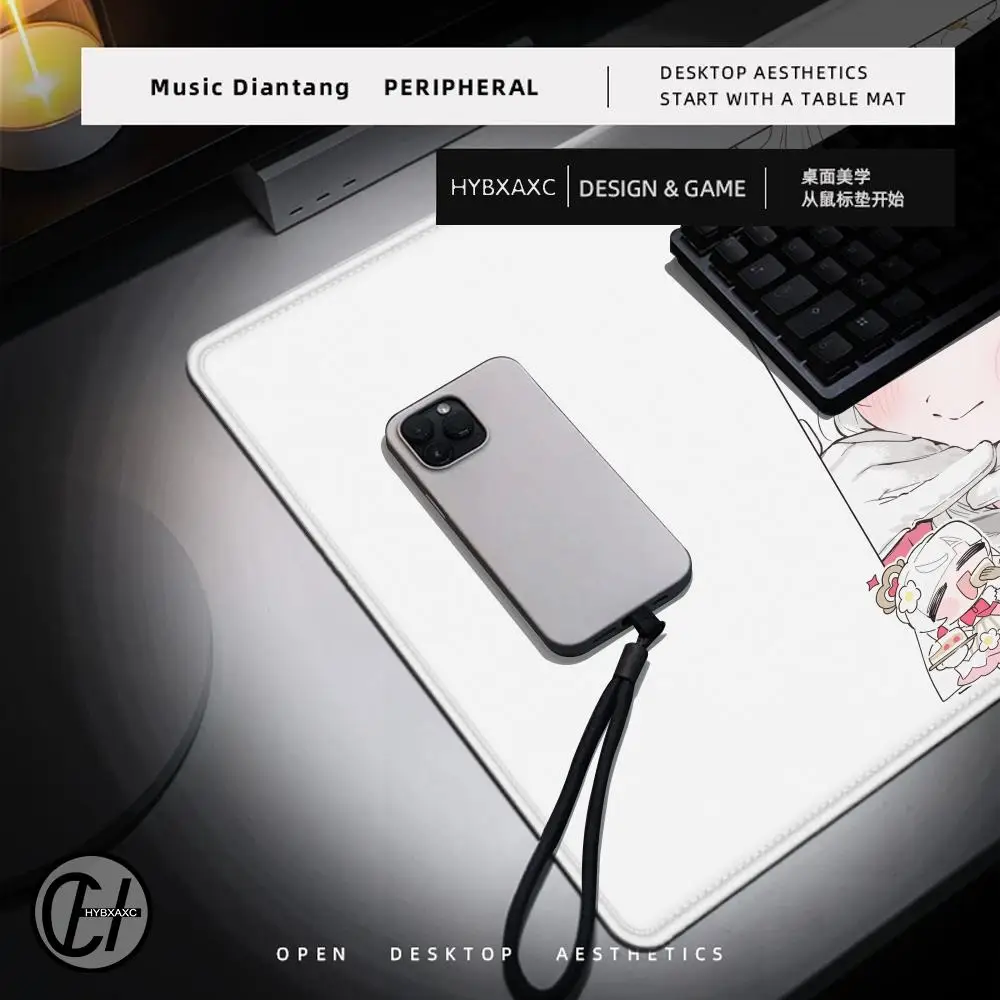 HYBXAXC Kawaii Sweet Anime Girl Aesthetic Mouse Pad Durable Rubber  Stable Smooth Table Mat for Computer Keyboard Home Office