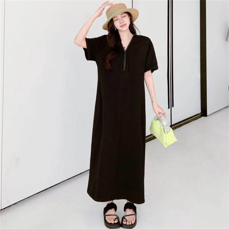 T-shirt patchwork con scollo a V a maniche corte lunghe Gonna estiva Ragazza paffuta Western Sle Allentato Casual Dimagrante...