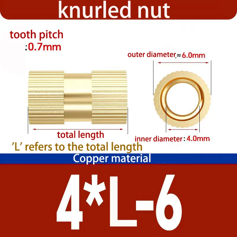 Metrische Messing-Gewindeeinsatzmutter, gerändelte Kupfereinsätze, thermisch eingepresstes Befestigungselement für 3D-gedruckte Kunststoffteile – Detail 4