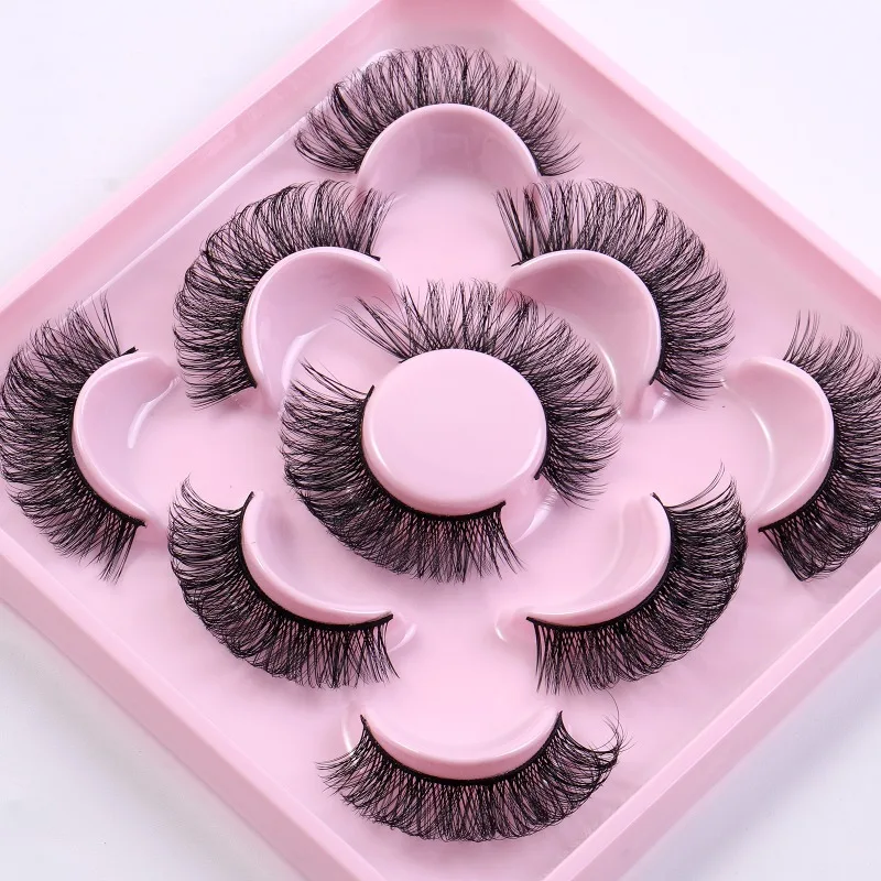 New 5PCS False Eyelashes 3D Artificial Fiber Eyelash Exaggeration Party Eyelash Extension Supplies Maquilage Female Makeup Tools