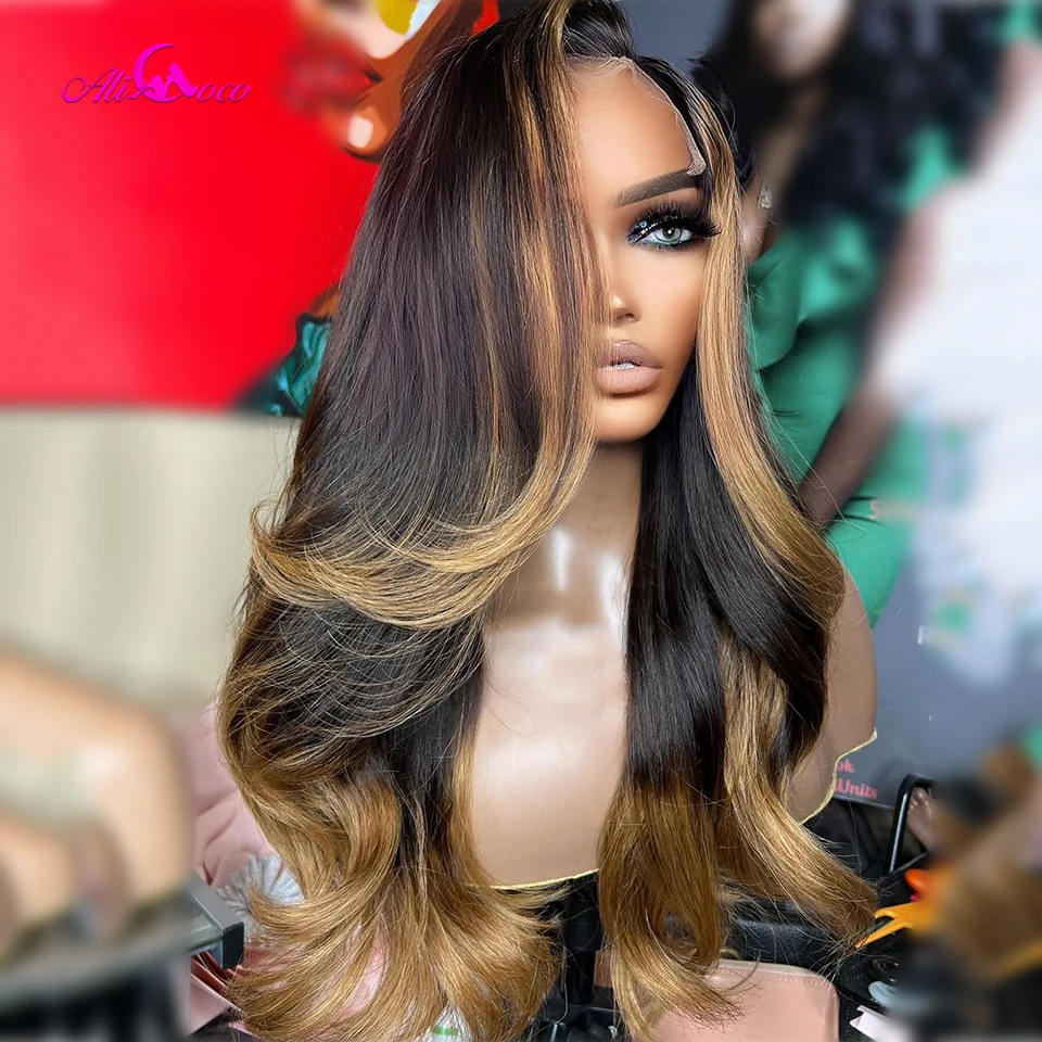 ombre 1B 27 Highlight Wig Body Wave 13x4 13x6 Lace Front Wigs Human Remy Hair Wigs For Women Transparent 5x5 Lace 200 Density