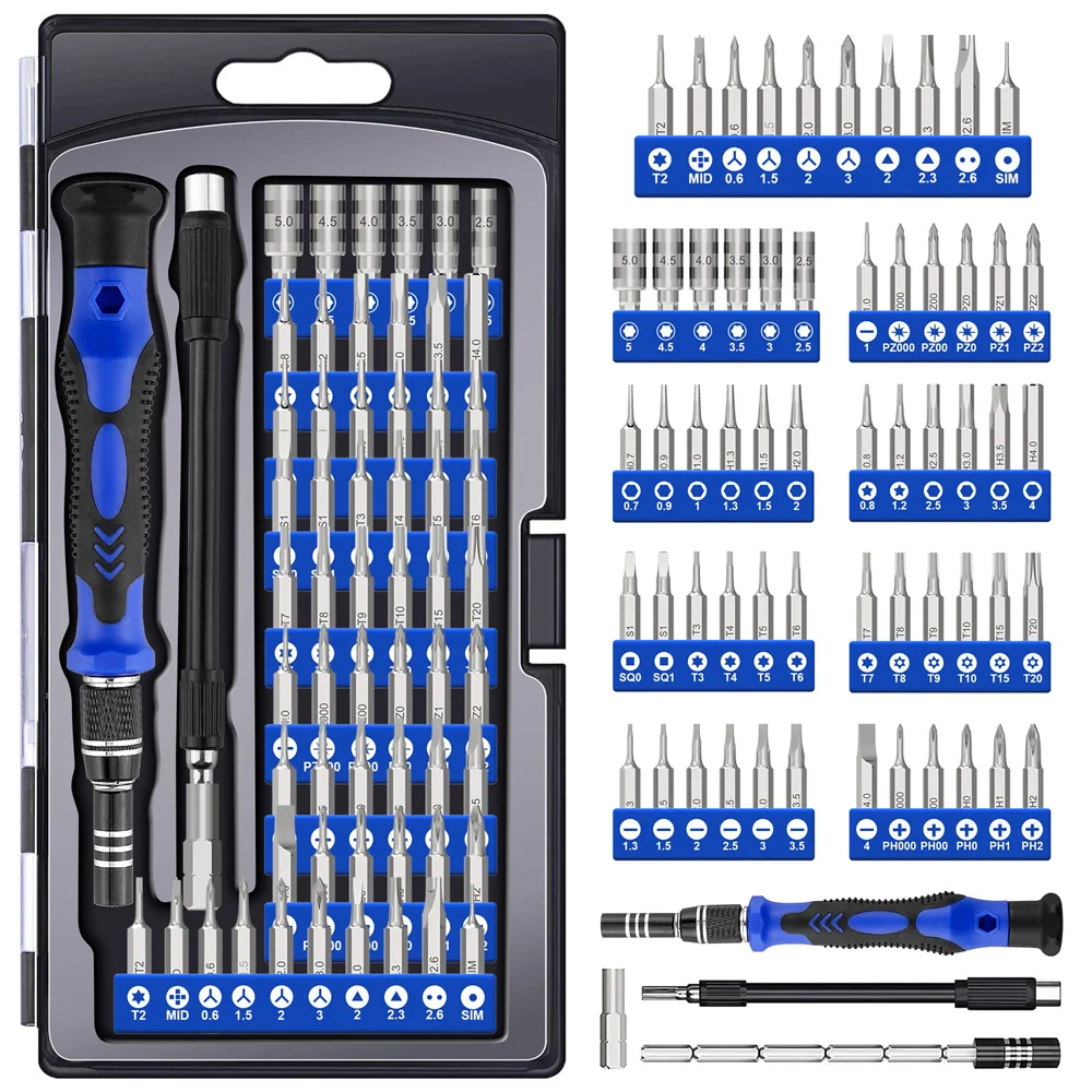 AIRAJ 62 in 1 Precision Screwdriver Set Magnetic Driver CR-V steel Kit with Flexible Shaft Torx Phillips Screw Driver Bits