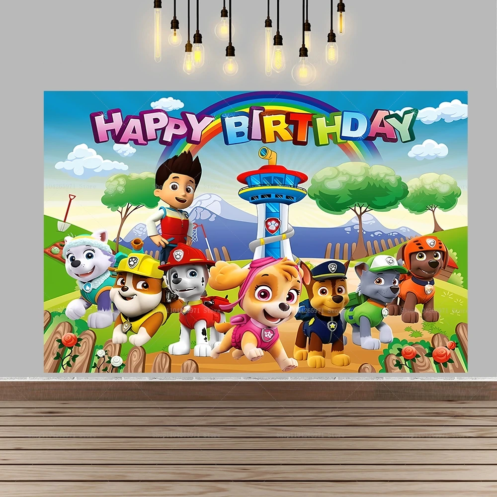 Kids Birthday Studio Backdrop PAW Patrol Rescue Dog Vinyl Banner Baby Shower Portrait Photography Background Supplies - view 2
