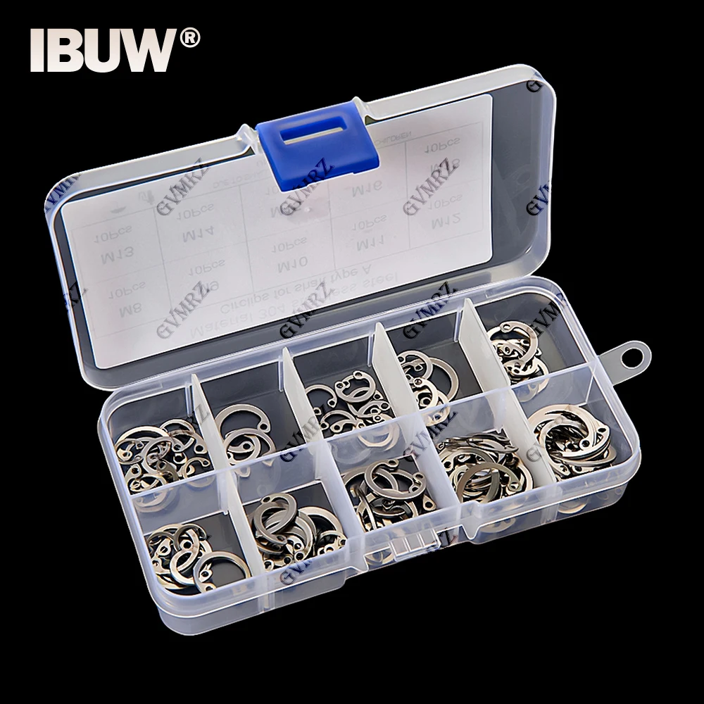 100PCS C Type Internal Circlip Retaining Clip Assortment Kit M8-M25 Stainless Steel Snap Ring Kit Set for Hole Component