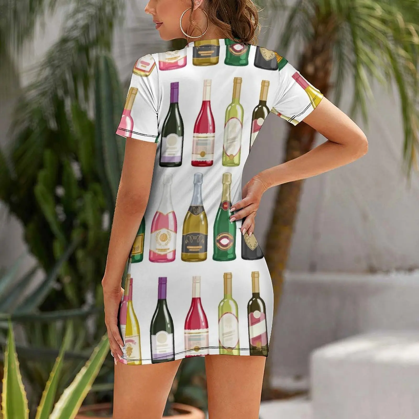 Wine bottles Short Sleeved Dress dress for woman Women's dresses dresses ladies 2025 summer