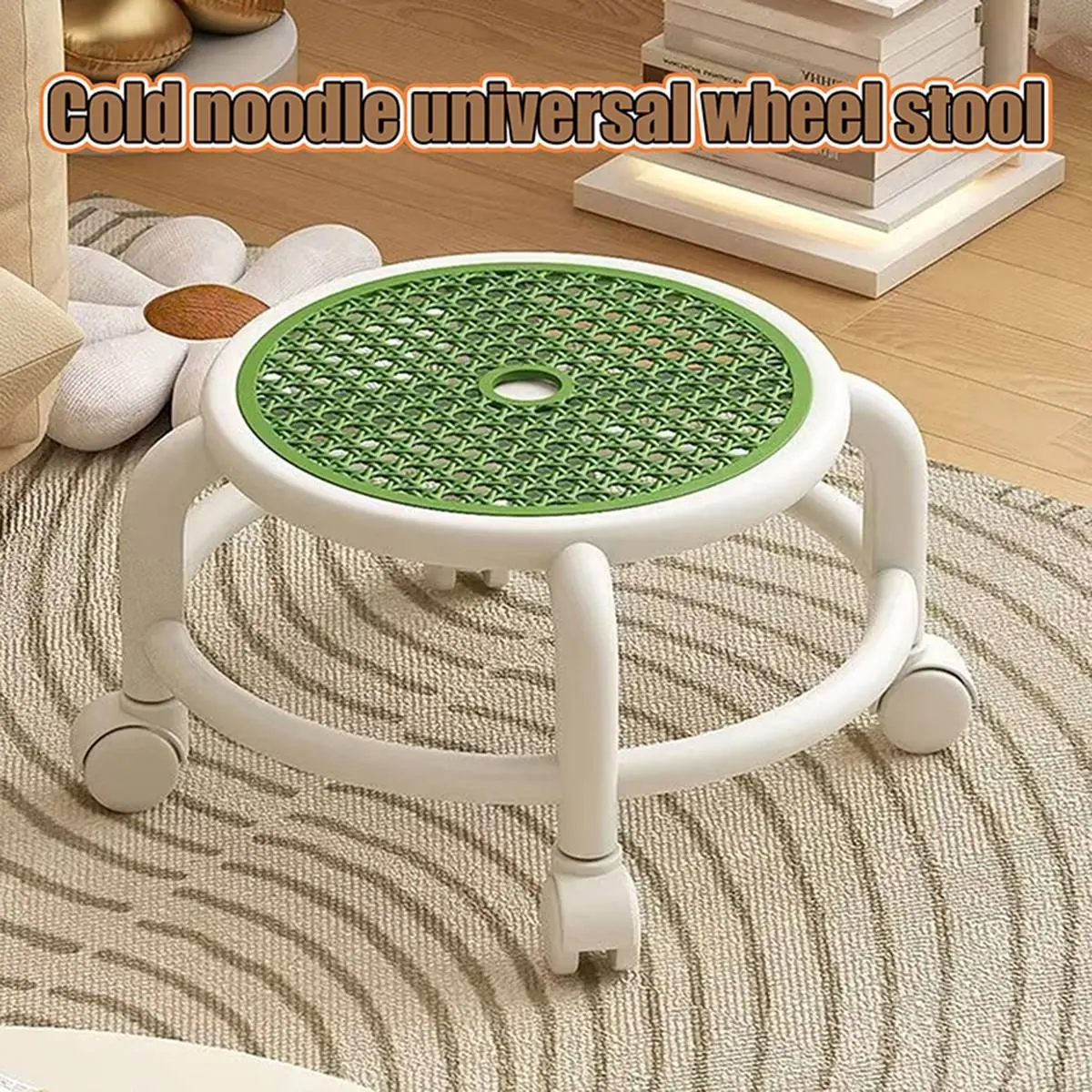 Swivel Rolling Stool Round Low Small Grey Universal Wheel Kids Adult Strong Capacity Practical Storage C