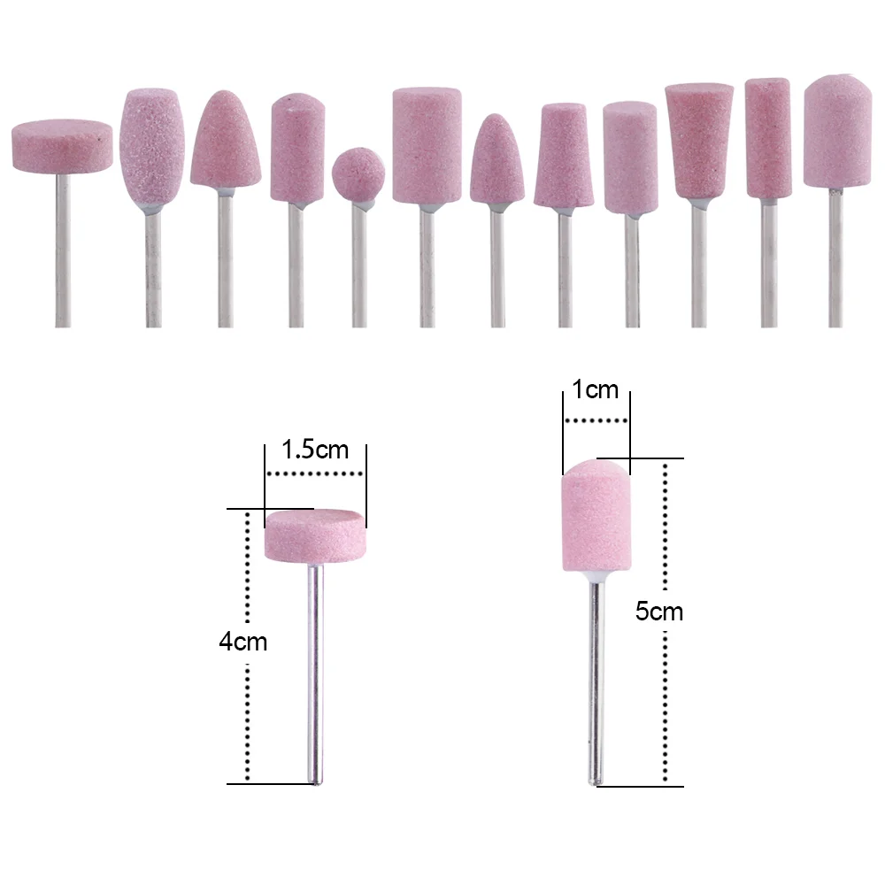 Conjunto de brocas de prego para máquina elétrica manicure, lixas de unhas, moagem de quartzo, 12pcs