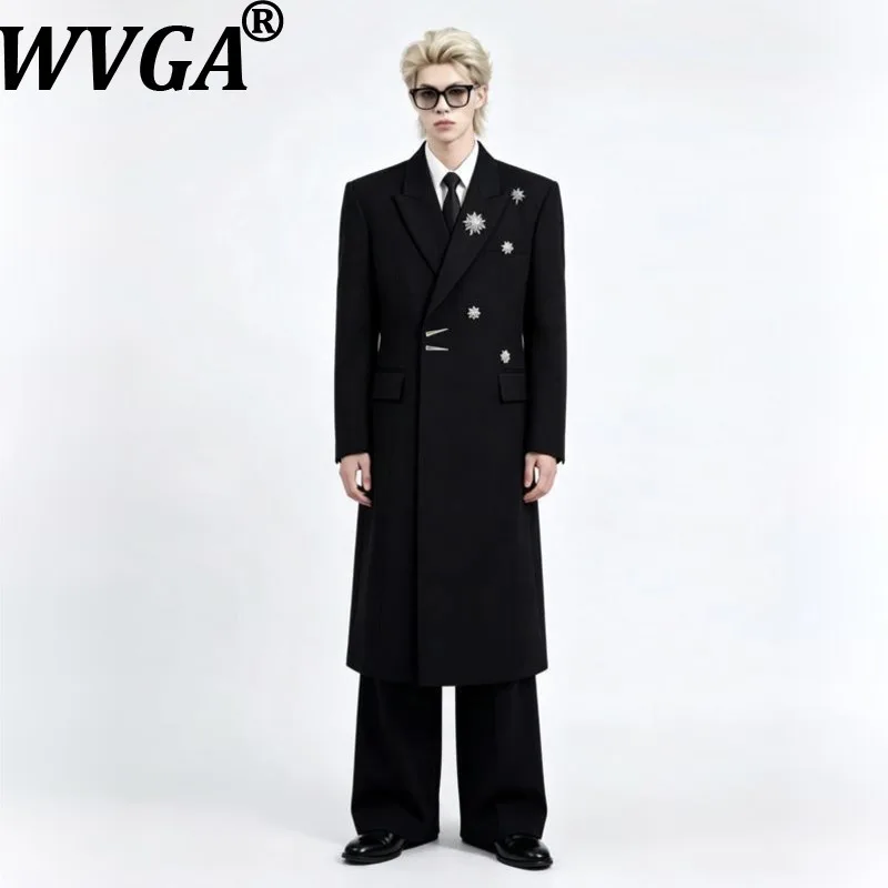 WVGA Autumn Winter New Men's High-end Fashion Double-breasted Metal Brooch Coats Original Design Niche Stylish Jacket Ins W28713