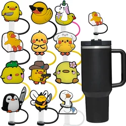 1-7PCS Straw Cover Cap Cute Animal Duck Accessories for Mug,8mm Silicone Straw Cap Drinking Dustproof Plug,Reusable Straw Topper