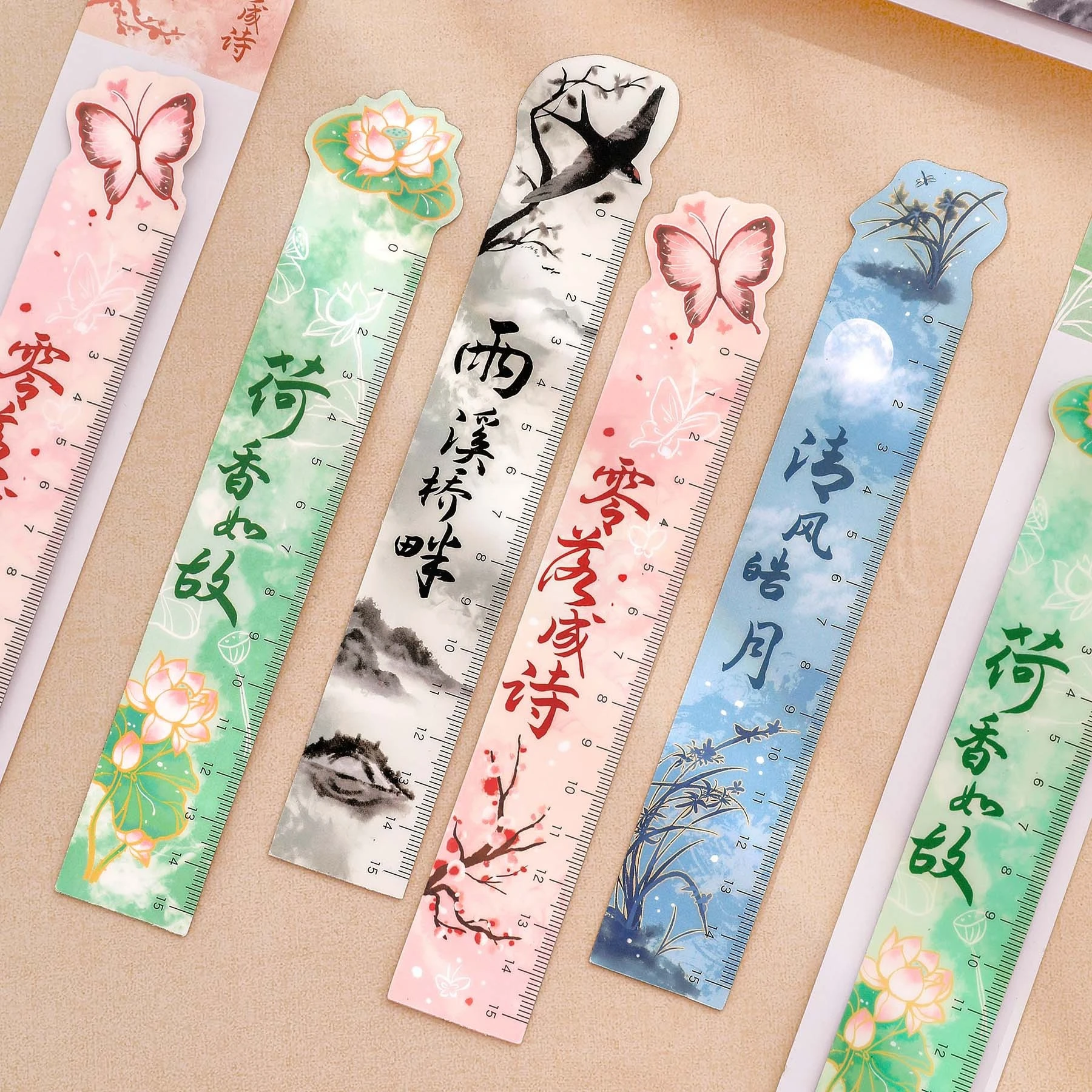 12 قطعة الكرتون العتيقة المغناطيسي المرجعية حاكم طالب على شكل المغناطيسي مسطرة مستقيمة لطيف النمط الصيني القرطاسية