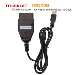 ITCARDIAG NISSCOM Consult-Schnittstelle für Nissan und Infiniti OBD2-Diagnosetool für Wegfahrsperre, Schlüssel, Lenkwinkelsensor, Reset