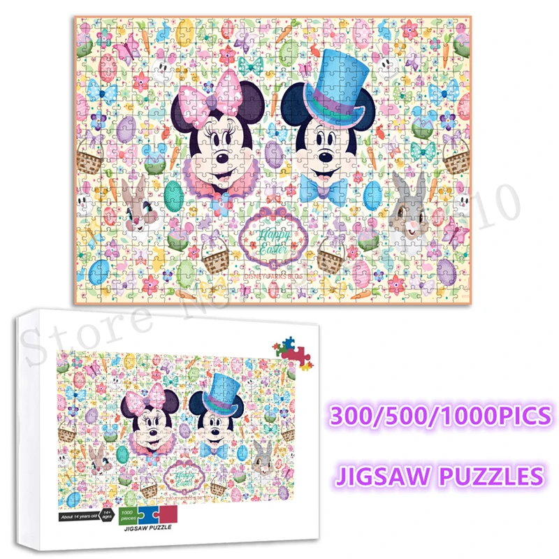 

Disney Easter Jigsaw Puzzle Mickey Mouse Clubhouse Minnie Cartoon Christmas Gifts 300/500/1000 Pics Puzzles for Adults Game Toys