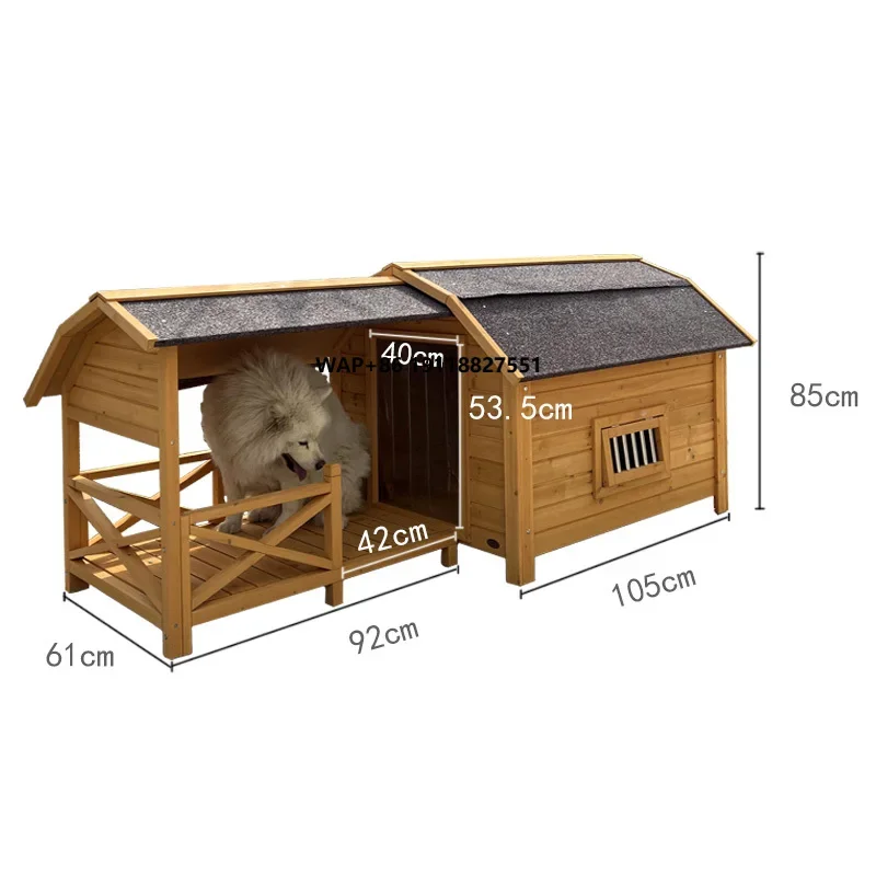 

SUNNYZOO Outdoor Large Luxurious Wooden Dog House with Porch for Large Dogs