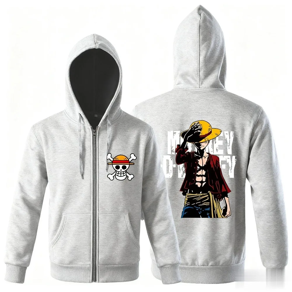 Neue Übergroße Anime One Piece Luffy Zipper Mit Kapuze Jacke Männer Frauen Sweatshirt Streetwear Cartoon Print Casual Langarm Top