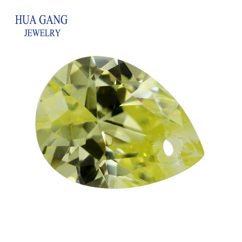 

Olive Pear Shape Cubic Zirconia With Hole Brilliant Cut Loose CZ Stone Synthetic Gems Beads For Jewelry Size3X5-12X16mm