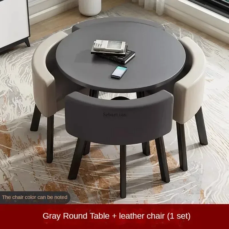 Simple Reception Table and Nordic Chair Combination 4 People Leisure Negotiation Small Round Table Office Table