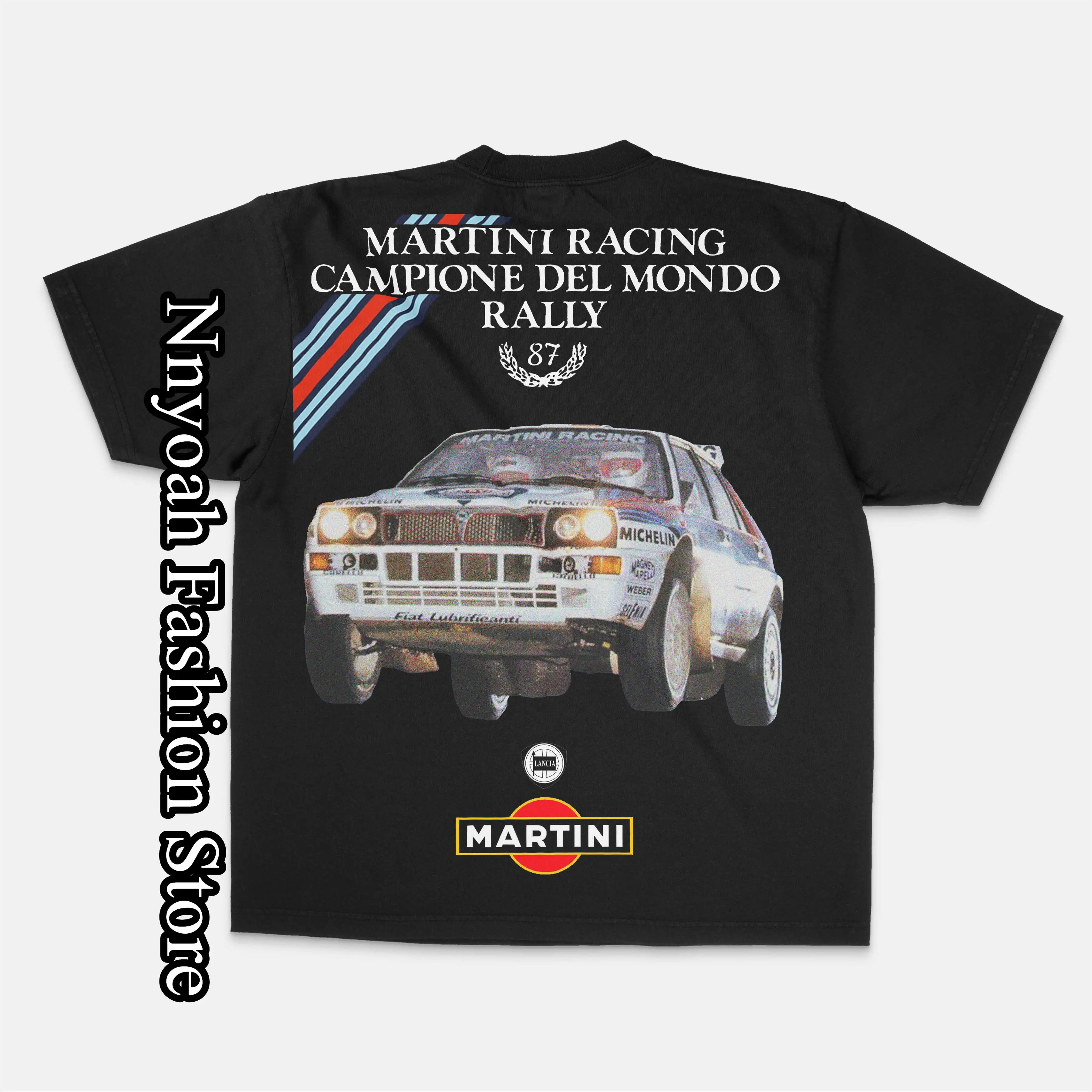 Retro Racing Cotton T-Shirt Men Summer Fashion Martini Graphic Tops Tees Kids Vintage Short Sleeve Clothing Daily Streetwear