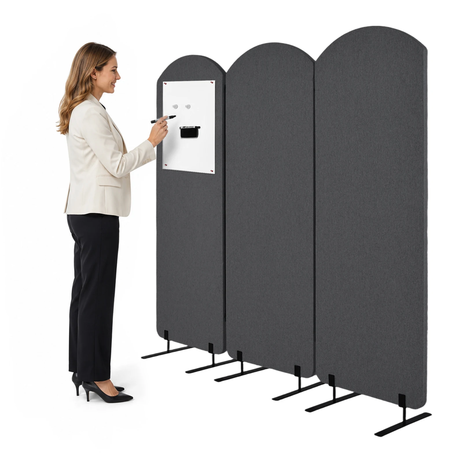 Sound Proof Dividers Free Standing Privacy Panels 3 Pieces Soundproofing Wall Divider with Soft Whiteboard for Classroom Home