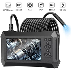 Borescope Inspection Camera with Lights, 1080P Pro HD Scope Camera 4.3 Inch IPS Screen Endoscope, IP67 Waterproof Snake Camera