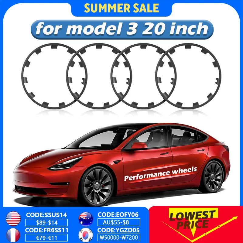 

4PCS Wheel Hub Protection Ring For Tesla Model 3 20 Inch Auto Exterior Performance Patch Replacement Rim Car Accessories 2023