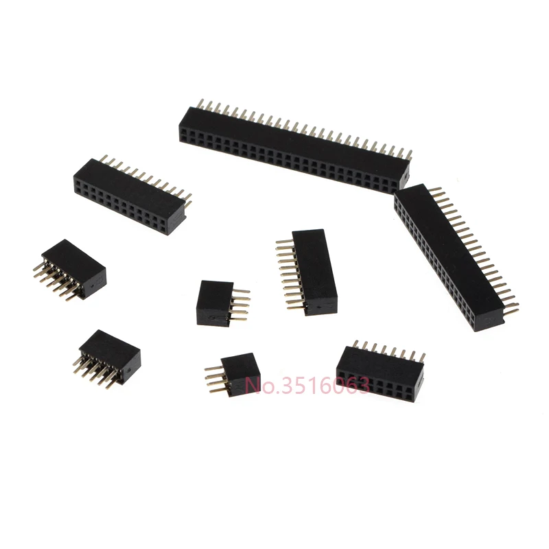 10PCS 2*2/3/4/5/6/7/8/10/12/16/20/40 Pin Double row Straight Pin Female Header 1.27MM Pitch Strip Connector Socket 8/10/16/20/40