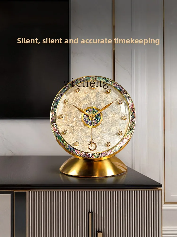XL shell seat clock, living room clock placement, desktop ornament, light luxury, high-end sitting clock