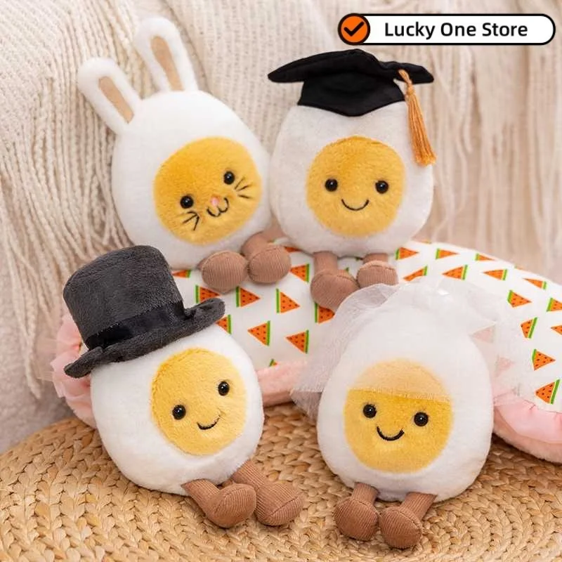 

Boiled Eggs Fashion Creative Pet Cat Toys And Lovely Smile Happy Doll Pet Supplies Home Decoration Holiday Gifts
