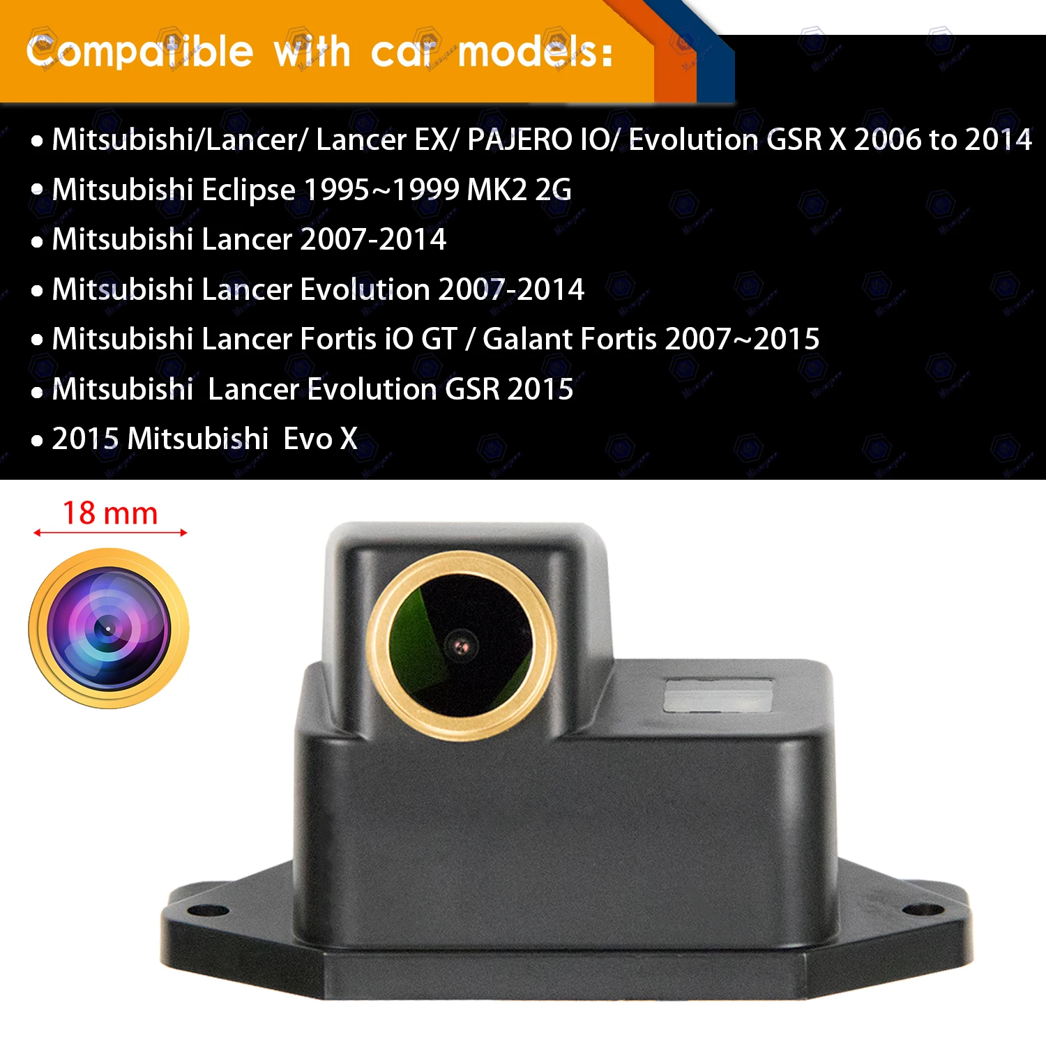 HD 1280*720p Rear View Backup Golden Camera for Mitsubishi /Lancer /Evolution/ Lancer Evolution GSR Fortis iO GT / Galant Fortis