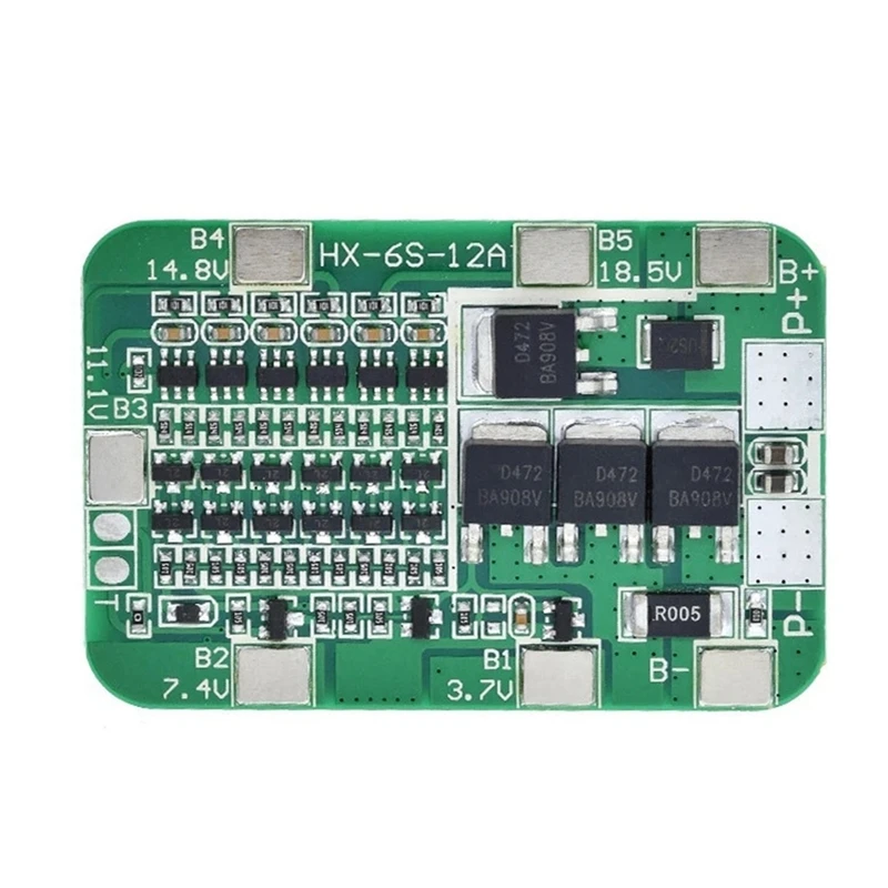 Placa de proteção de bateria de lítio li-ion, 2 peças 6s 22.2v 12a para módulo de célula de bateria de lítio li-ion 18650, kit diy