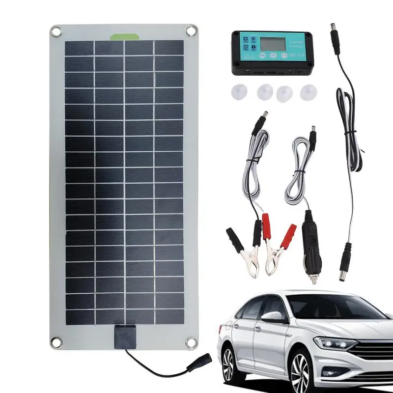Solar Panel Trickle Charger 30W 12V Waterproof Solar Panel Car Battery Charger Maintainer Plug And Play Solar Panel Trickle