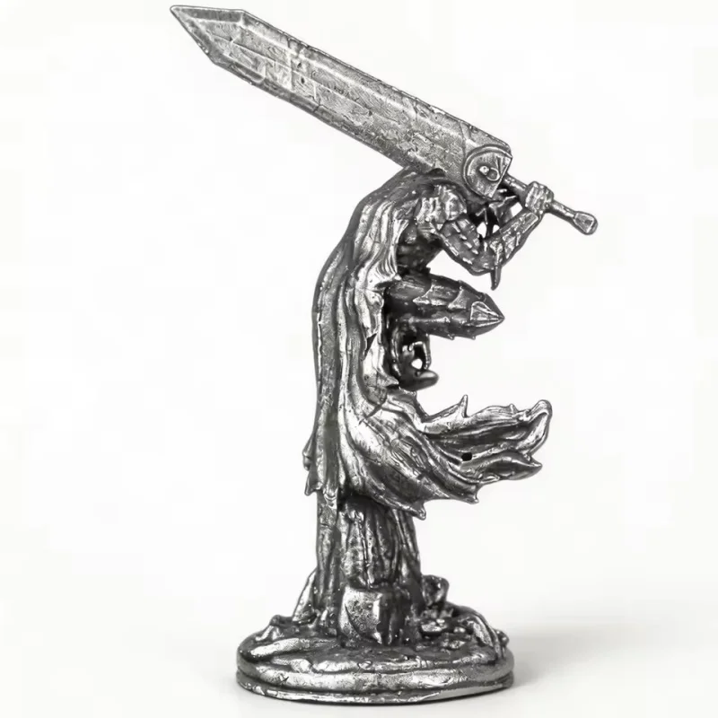 Solid White Copper Broad Sword Soldier Figurine Tabletop Wargame Collectible Desktop Statue Ornament Home Craft Decoration