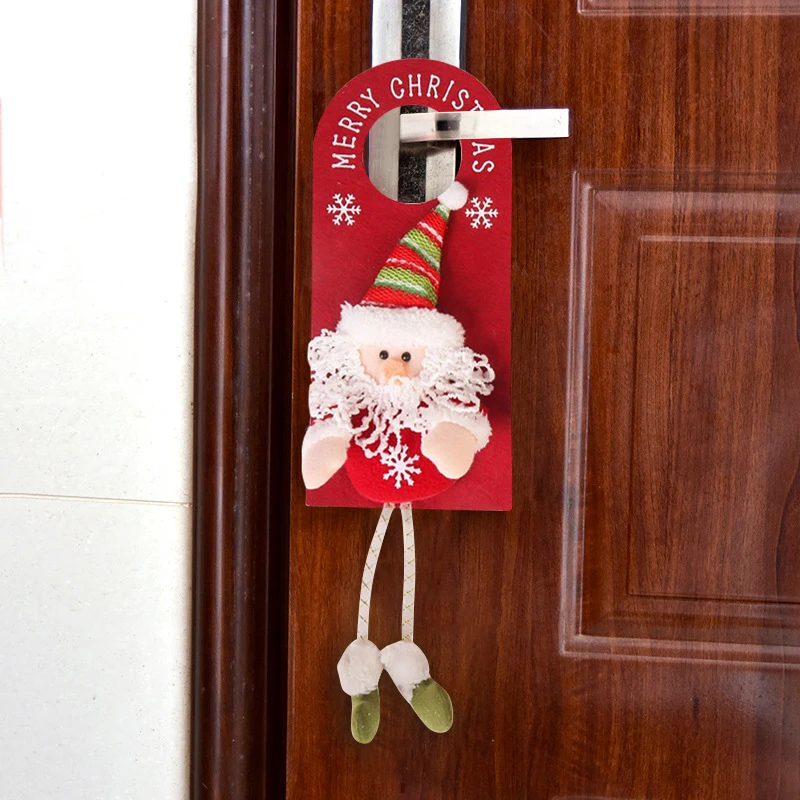 Christmas Door Handle Pendant, Wall Mounted Decorations Props, Santa Claus, Elk, Snowman, Noel, Gift