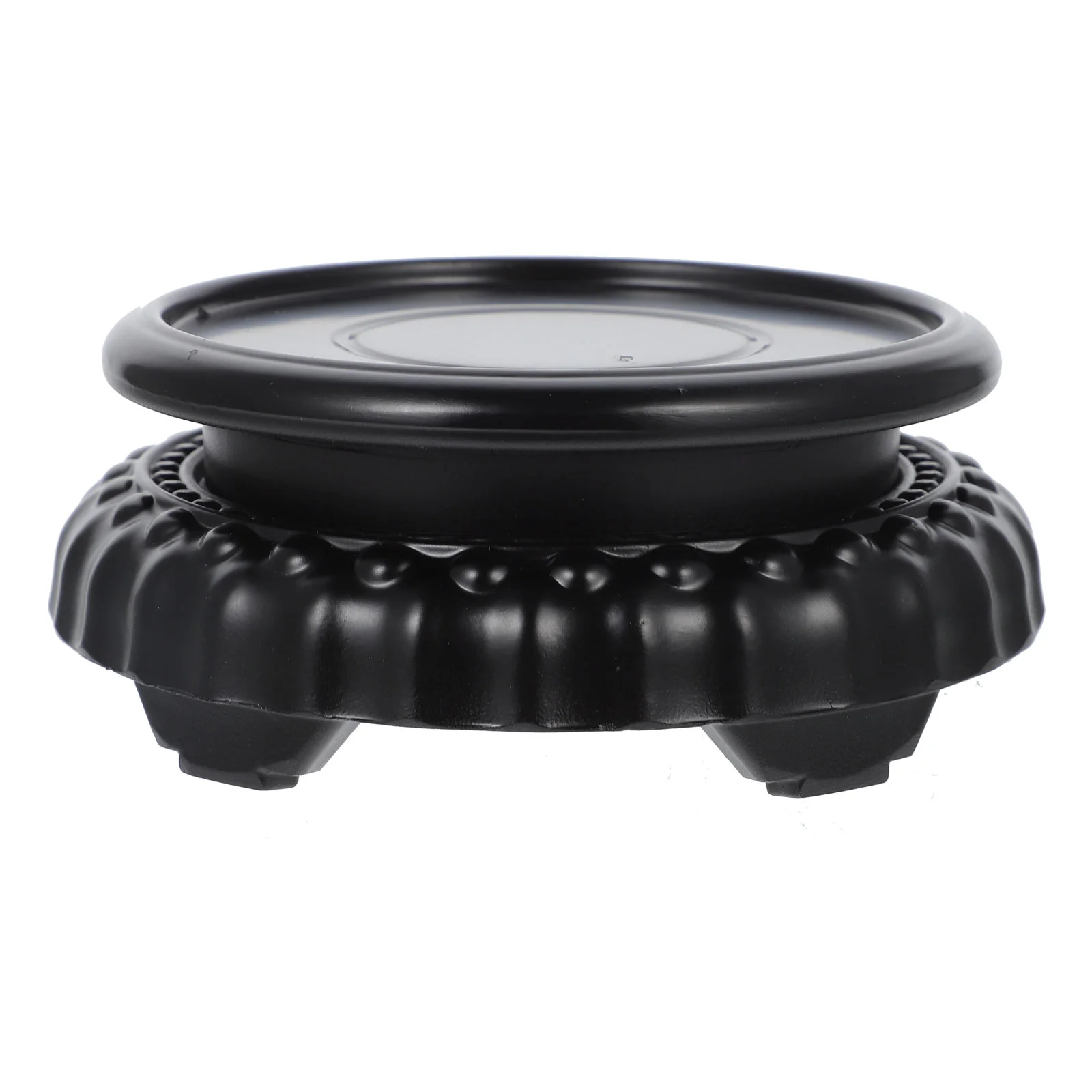 

Bonsai Base Basin Frame Rotating Display Stand Flower Flowerpot Black Bamboo Wood Plastic Vase