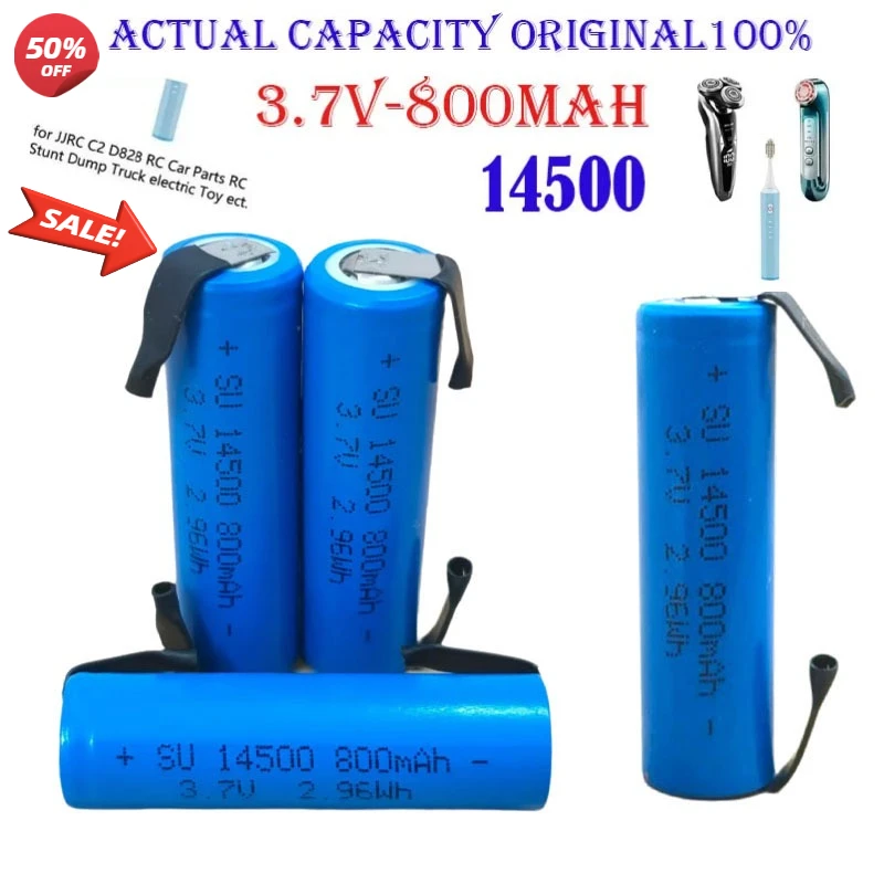 

14500 3.7V Lithium Battery 800mAh for JJRC C2 D828 RC Car Parts RC Stunt Dump Truck Battery Toy Accessories + Nickel Sheet