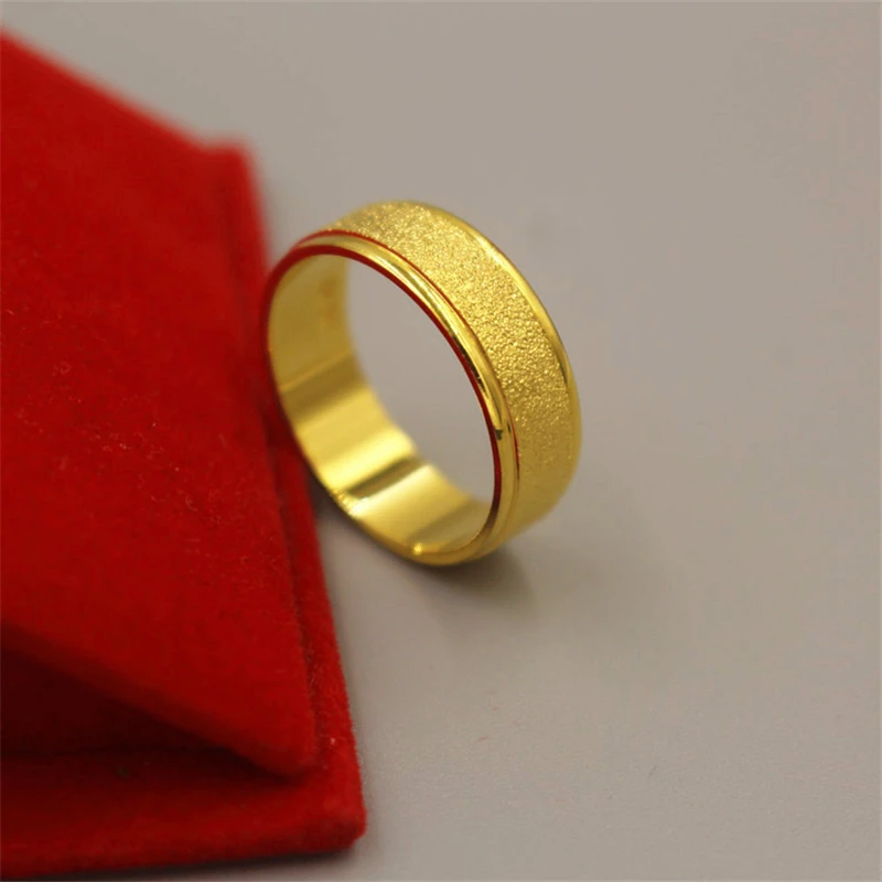 Stainless Steel Gold Color 2/4 mm Frosted Finger Rings for Men Women Size 5-12# Wedding Band Couple's Jewelry High Quality Gifts