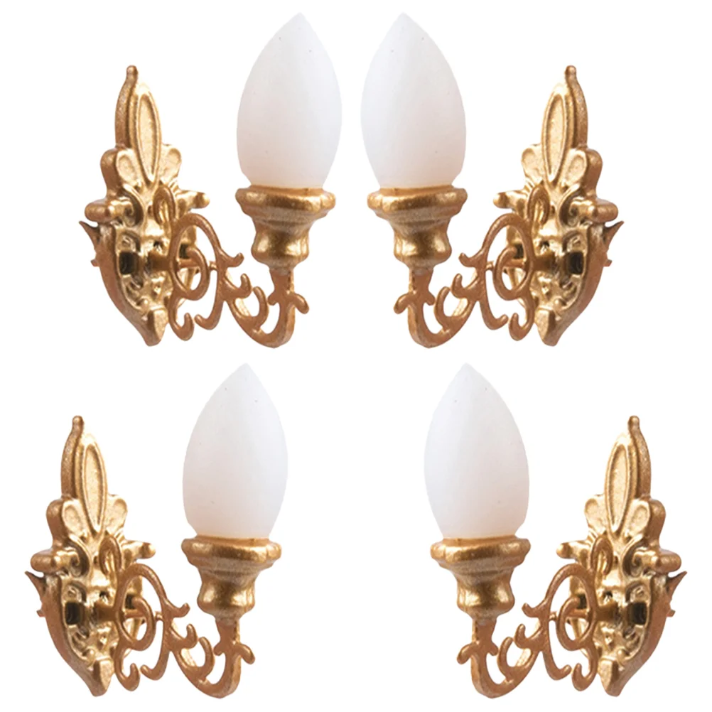 4 Pcs Dollhouse Wall Light Desk Miniature Lamp Lamps Abs Lights Accessory Child DIY Sand Table Decor