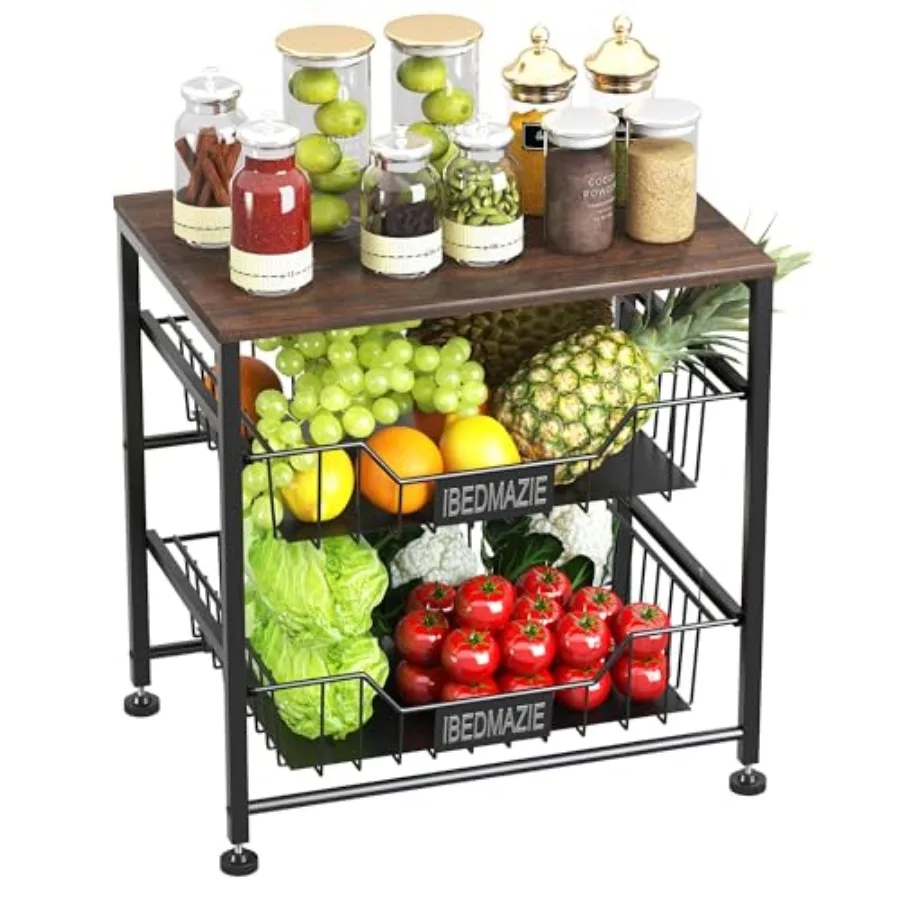 

Metal Storage Organizer with Drawers, Fruit Basket for Kitchen, 3 Tier Organizer Used for Wardrobe, Office, Storage, Bathroom,