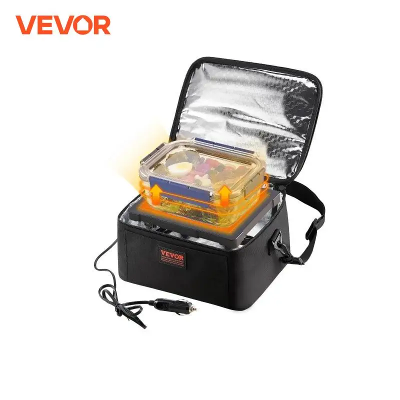 VEVOR Electric Portable Oven 12V Car Food Warmer 2QT 55W for Camping Travel Compatible with Glass Ceramic Foil Containers Black